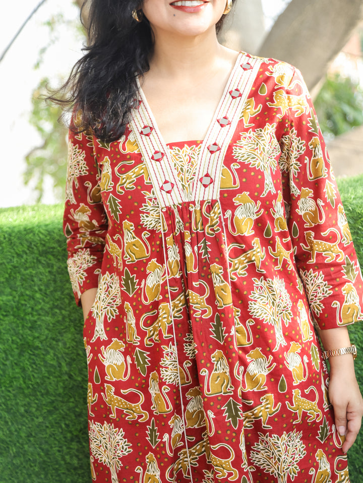 Vacay Series Cherry Red Cotton Co-ord set