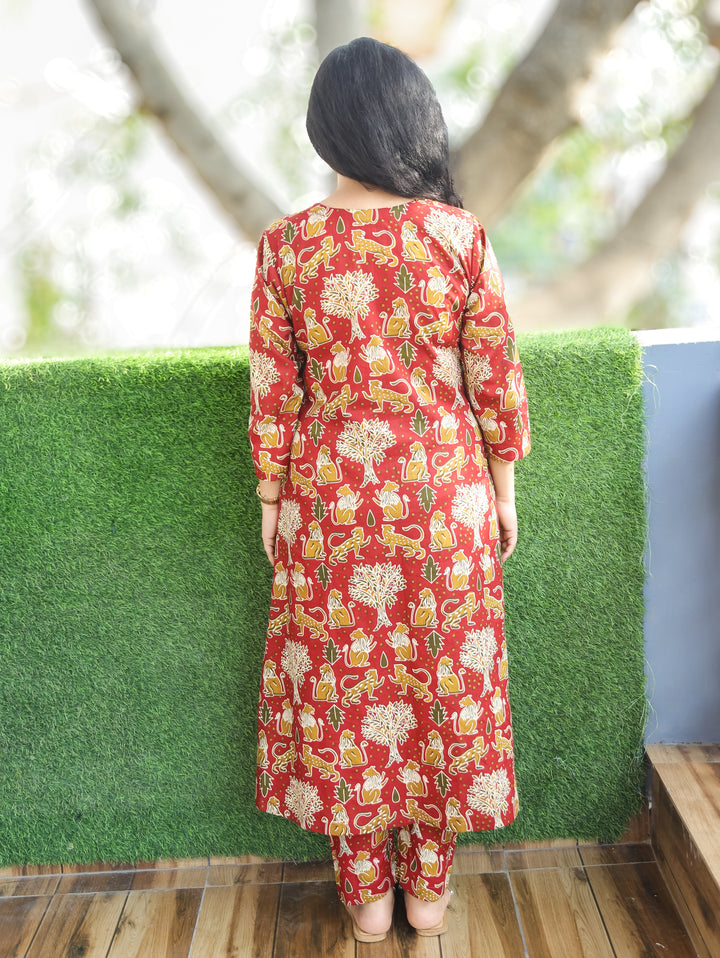 Vacay Series Cherry Red Cotton Co-ord set