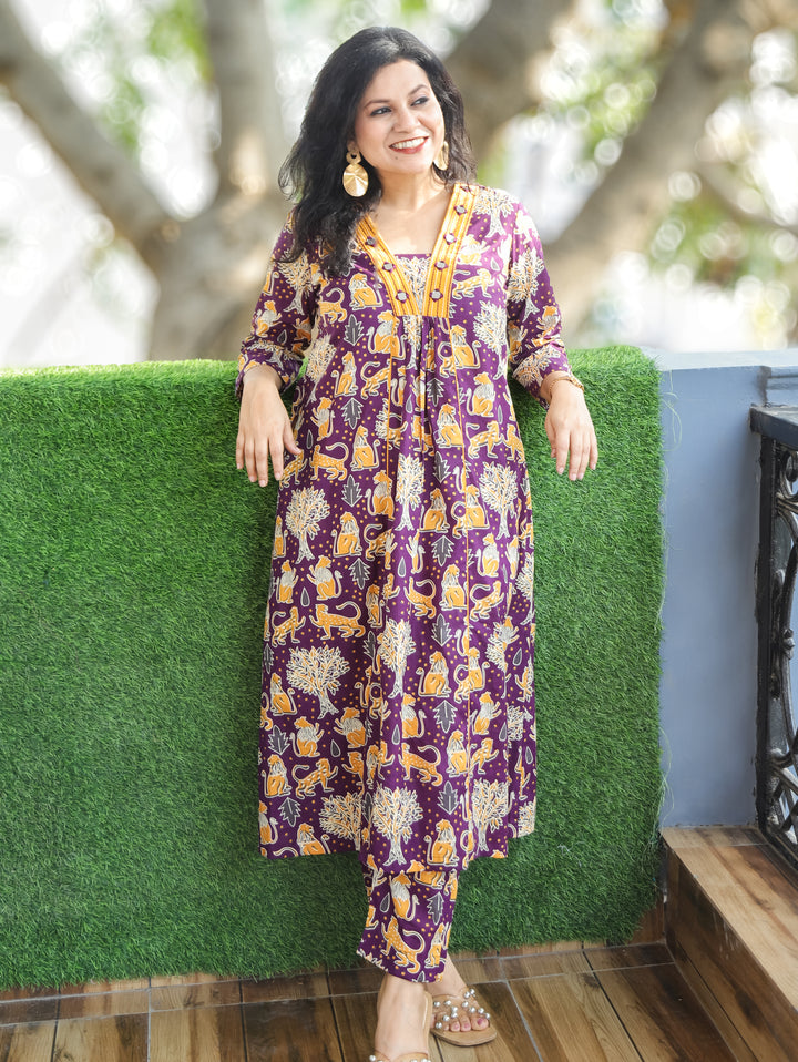 Vacay Series Eggplant Purple Cotton Co-ord set