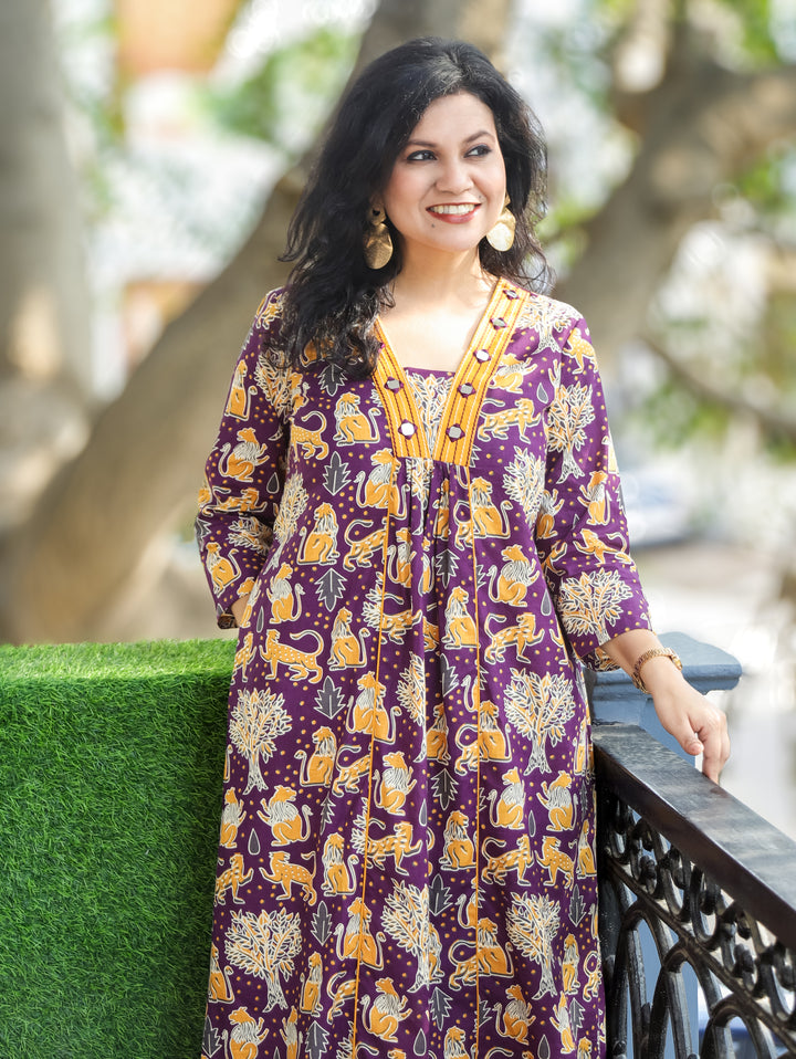 Vacay Series Eggplant Purple Cotton Co-ord set