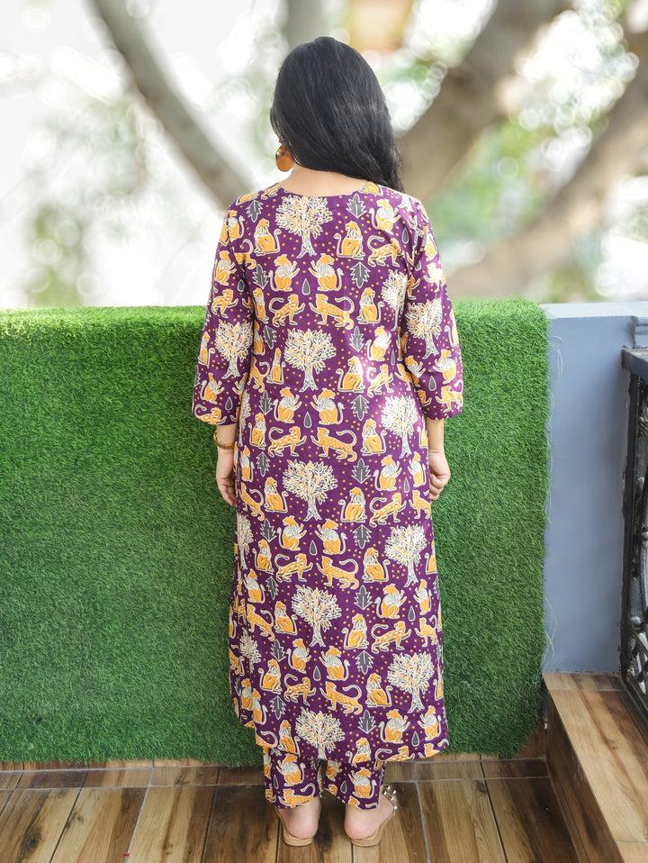 Vacay Series Eggplant Purple Cotton Co-ord set