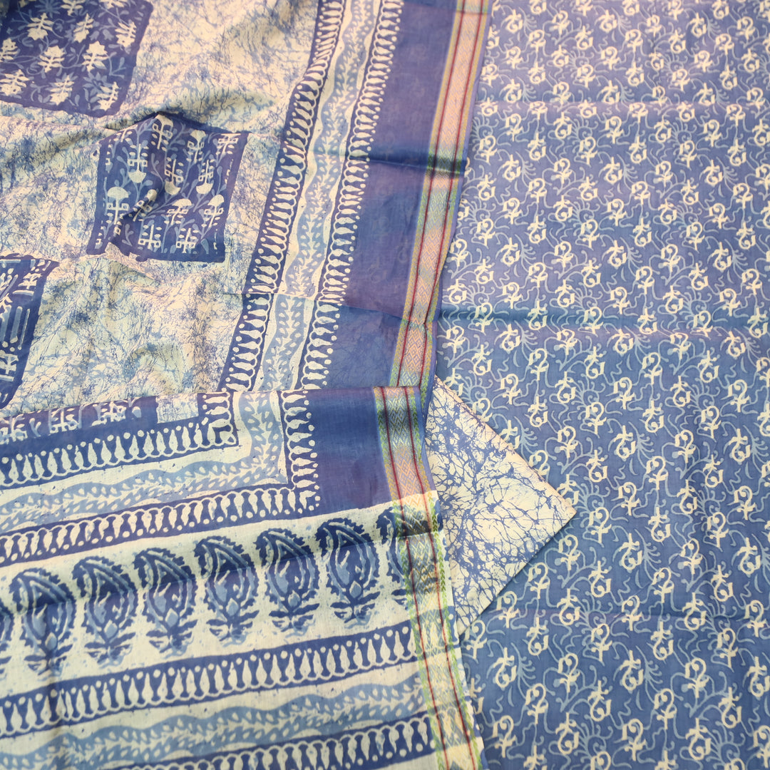 Anshima Stone Blue All Over Digital Self Printed Cotton Suit Set