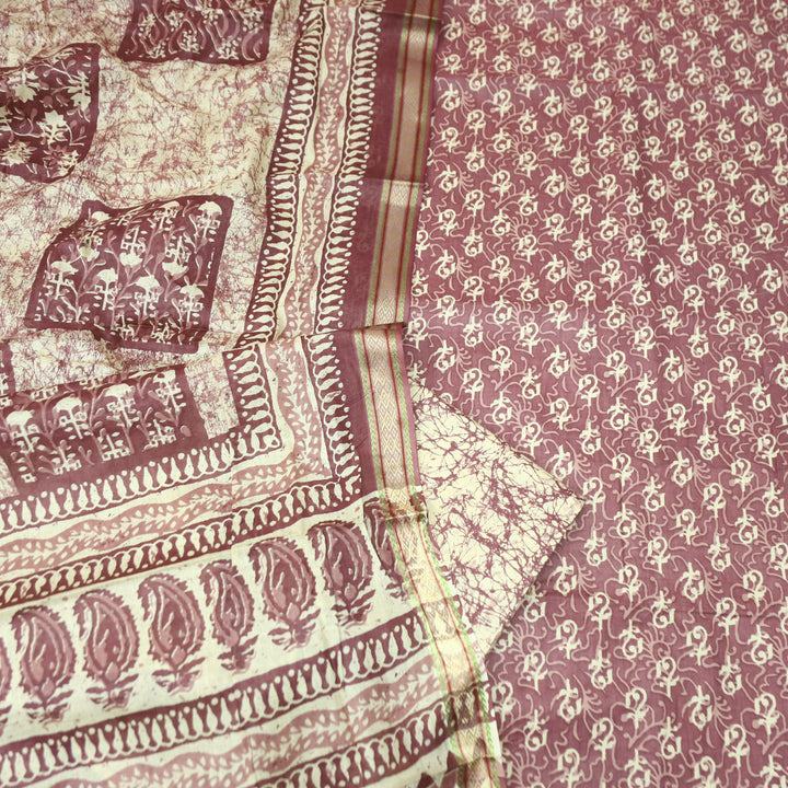 Anshima Burgundy Wine All Over Digital Self Printed Cotton Suit Set
