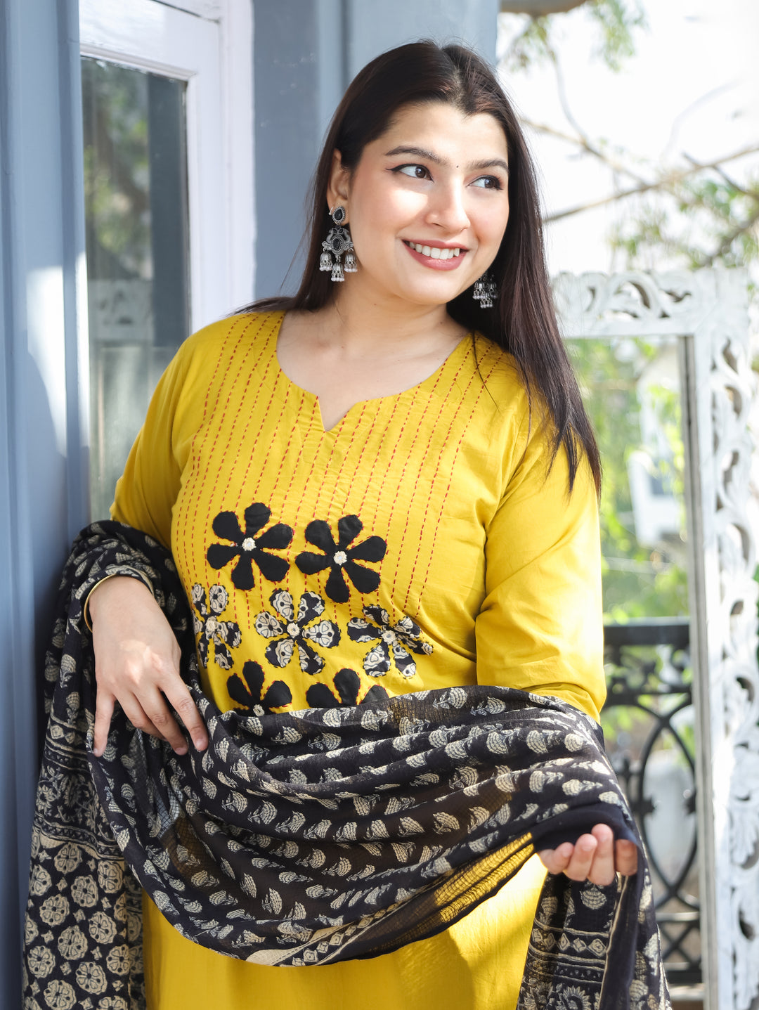 Shalini Bumblebee Yellow Applique 3 Piece Set