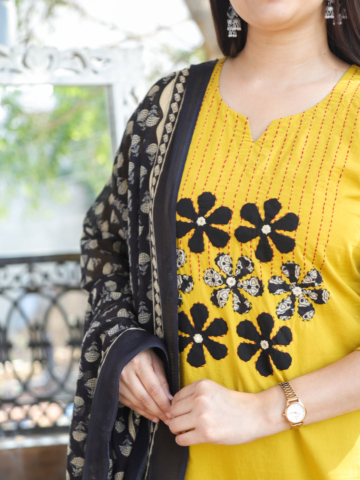 Shalini Bumblebee Yellow Applique 3 Piece Set