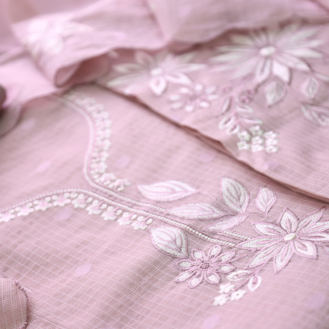 Udarri Soft Mauve Thread Embriodered Work Kota Doriya Suit Set