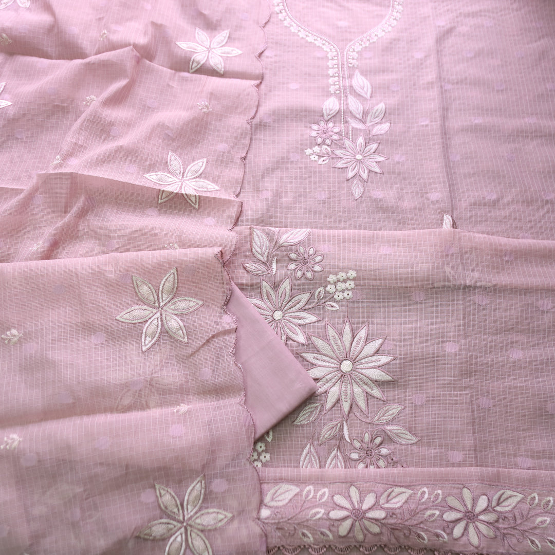 Udarri Soft Mauve Thread Embriodered Work Kota Doriya Suit Set