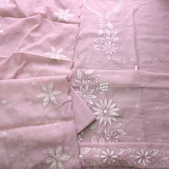 Udarri Soft Mauve Thread Embriodered Work Kota Doriya Suit Set
