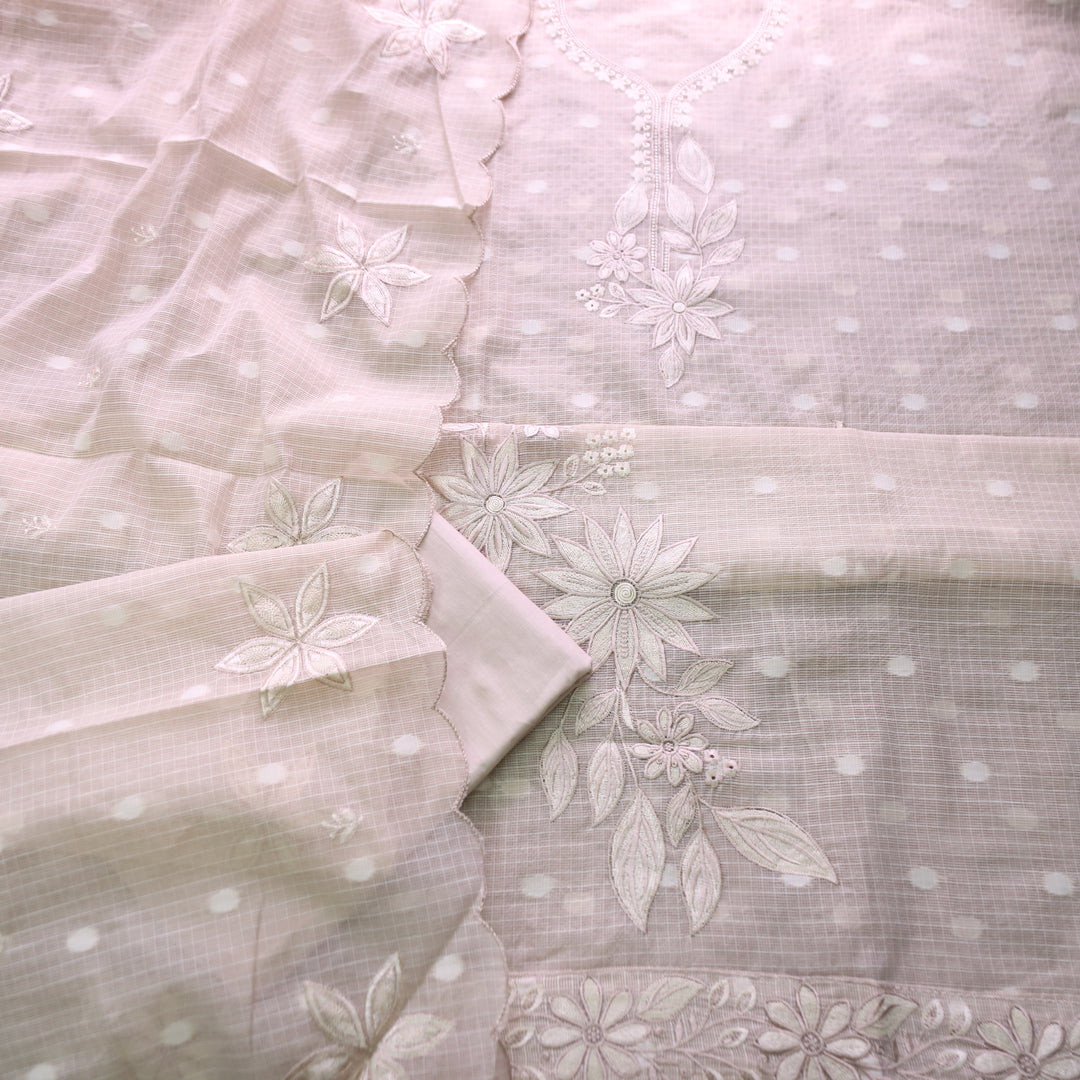 Udarri Sand Beige Thread Embriodered Work Kota Doriya Suit Set8