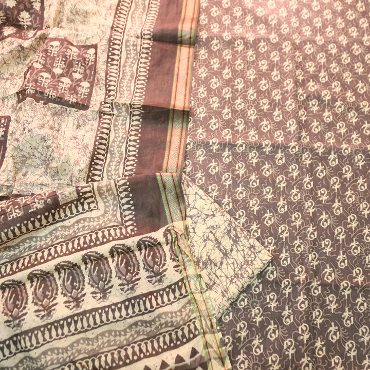 Anshima Tan Beige All Over Digital Self Printed Cotton Suit Set