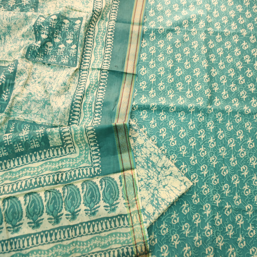 Anshima Sea Form Green All Over Digital Self Printed Cotton Suit Set