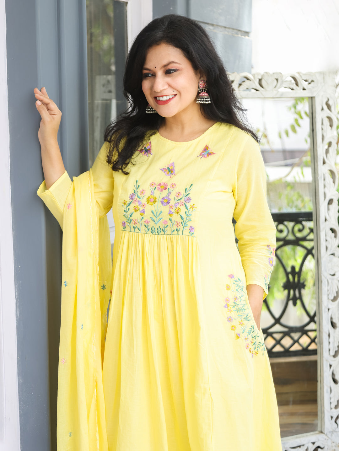 Petal Butter Yellow Embroiderd 3 Piece Set
