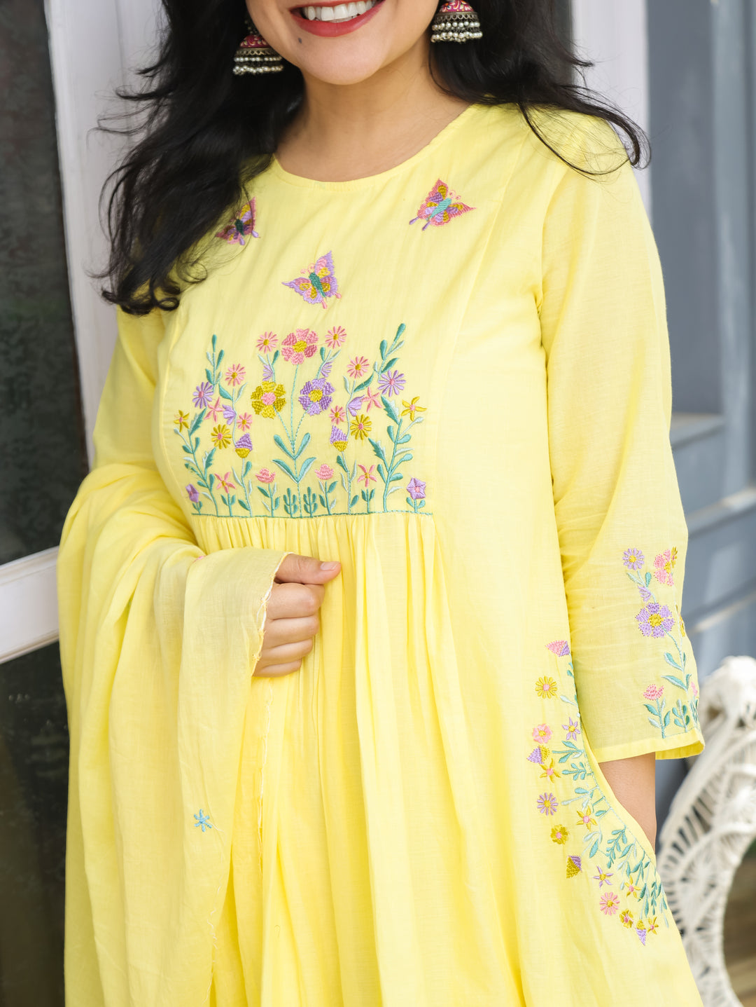 Petal Butter Yellow Embroiderd 3 Piece Set