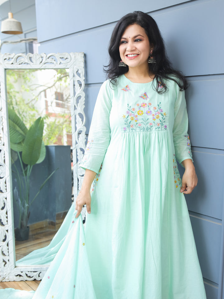 Petal Mint Green Embroiderd 3 Piece Set
