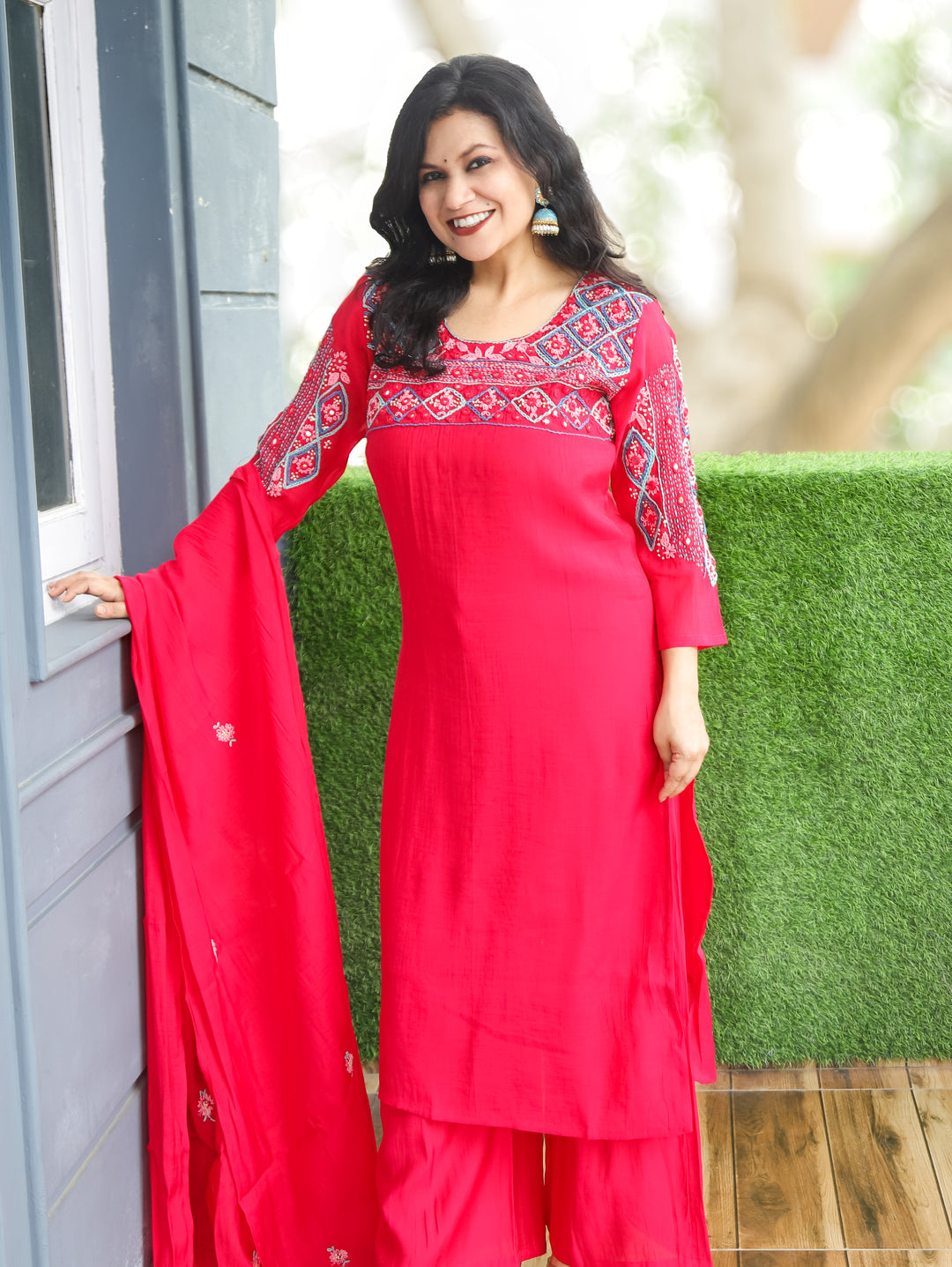 Bhanushi Gulabi Bengal Hand Embroidery 3 Piece Set