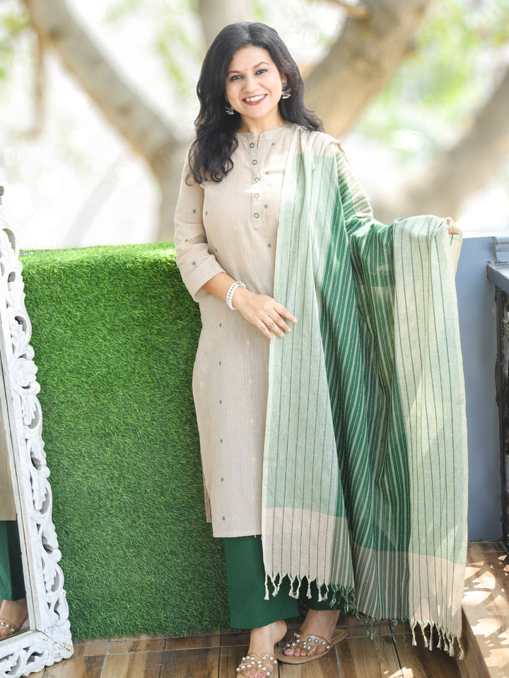 Emily Green Handloom Cotton 3 Piece Set