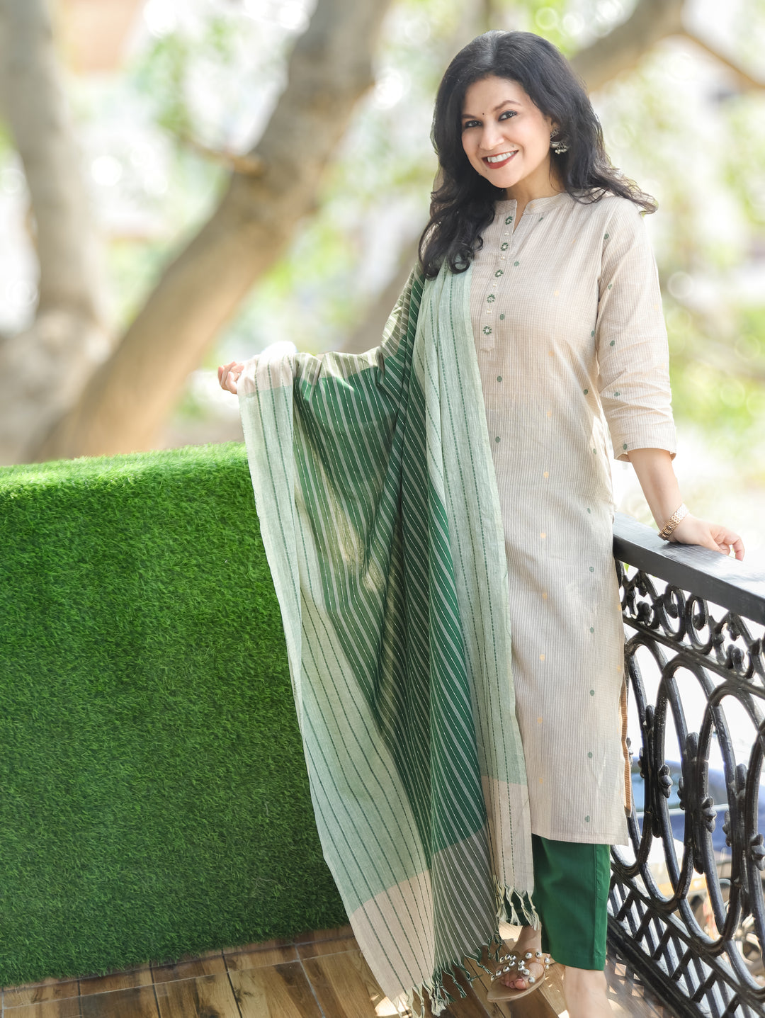 Emily Green Handloom Cotton 3 Piece Set