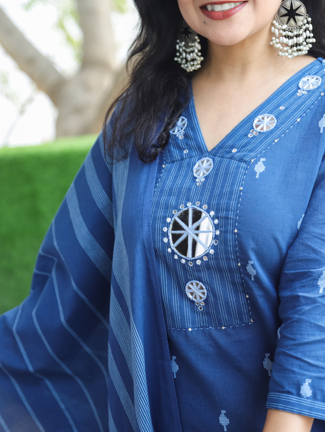 Stella Blue Mirror Handloom Cotton 3 Piece Set