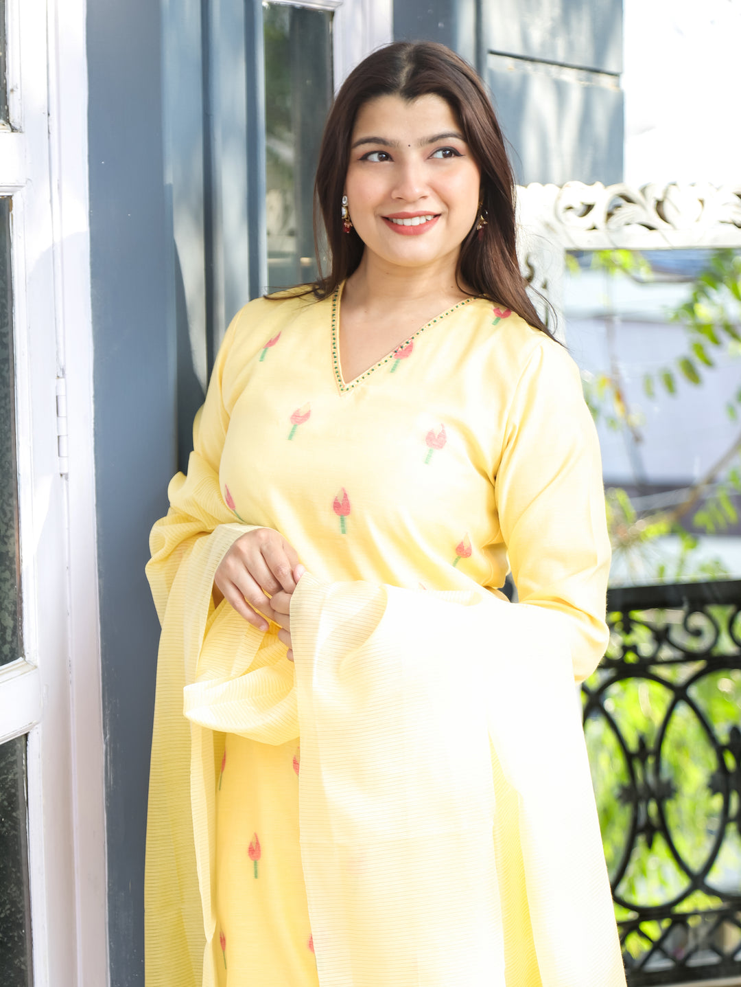 Flora Butter Yellow Jamdani 3 Piece Set