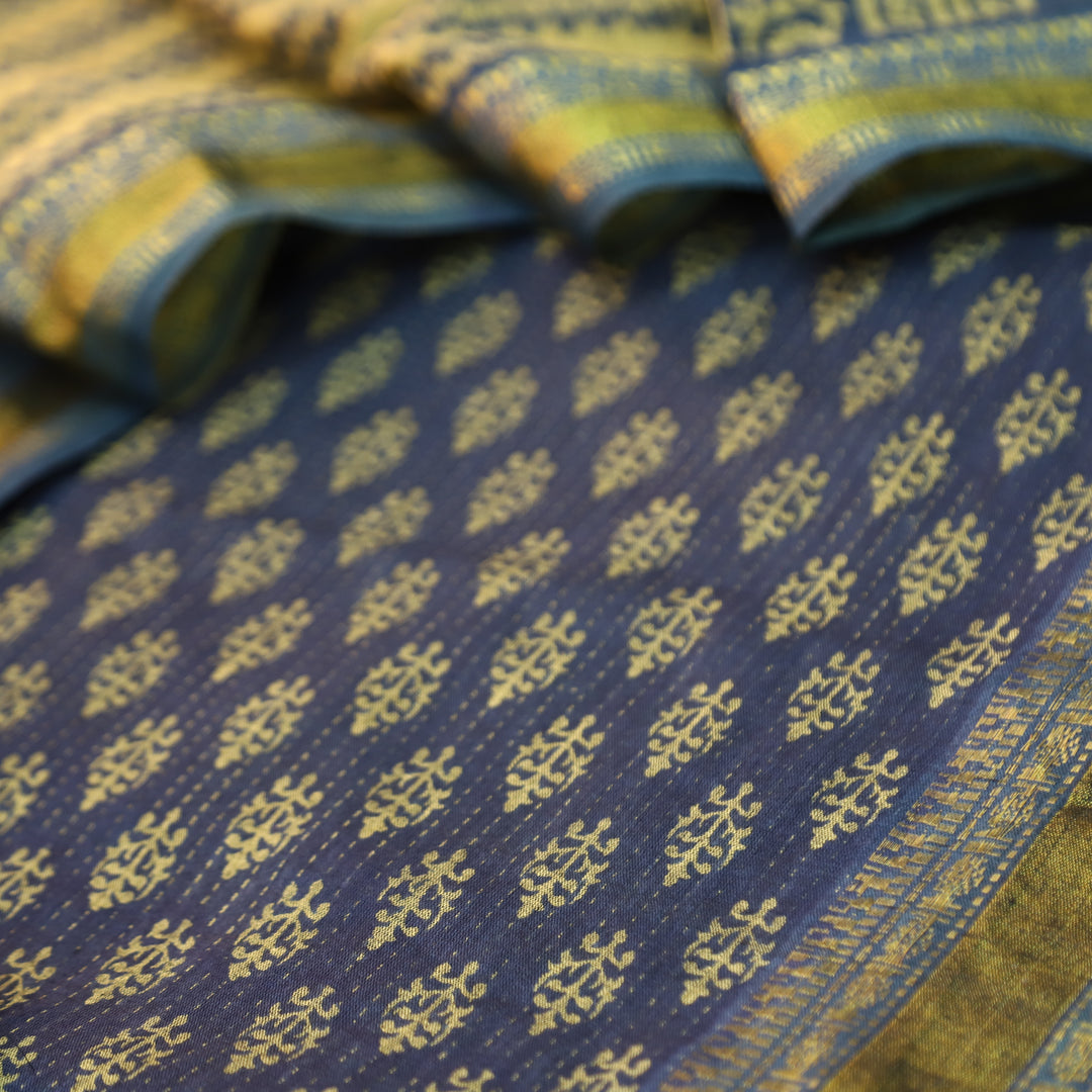 Inaya Royal Blue Digital Printed Mangalgiri Hem Work Cotton Suit Set