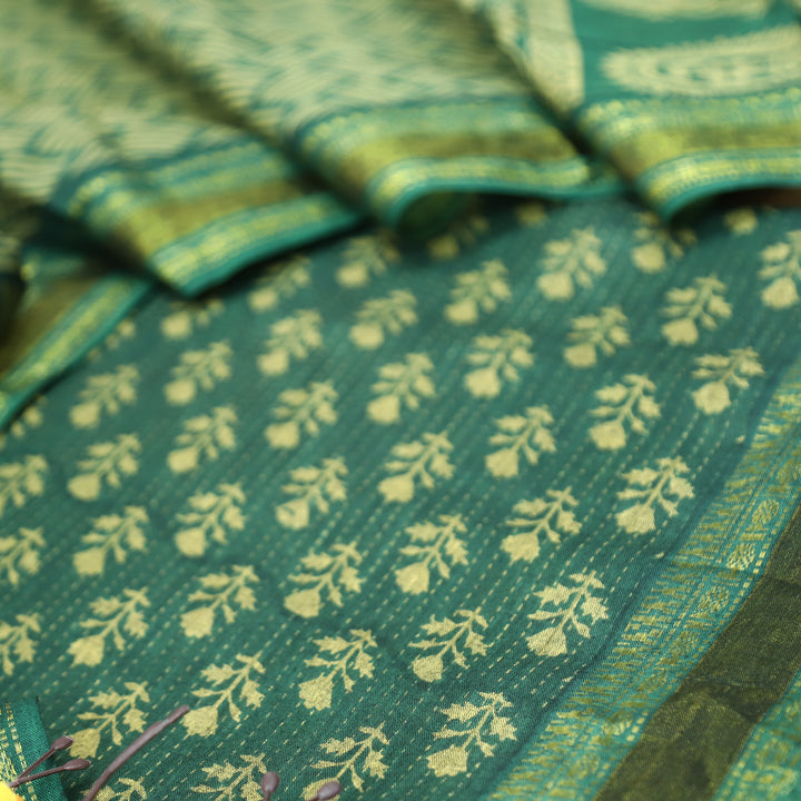 Irha Emerlad Green Digital Printed Mangalgiri Hem Work Cotton Suit Set D2