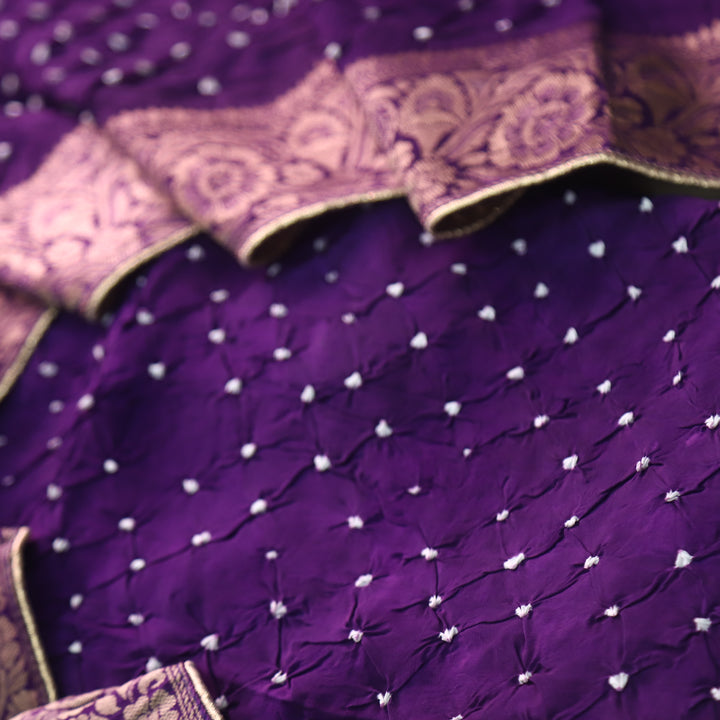 Bahaar Violet Purple All Over Bandhej Work Crepe Silk Suit