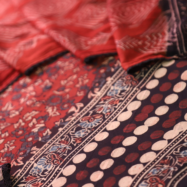 Rurvi Maroon Red Hand Block Printed Cotton Set