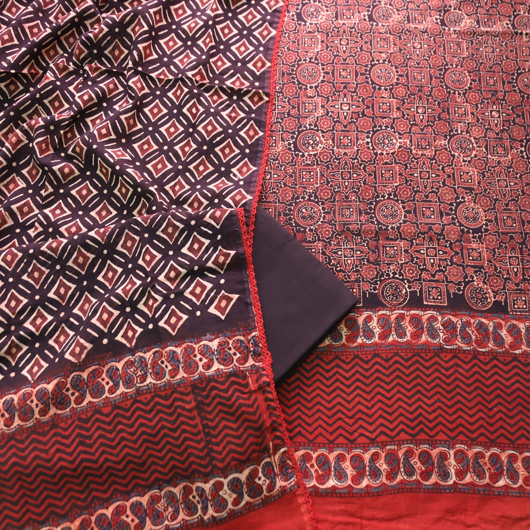 Rurvi Ebony Black Hand Block Printed Cotton Set