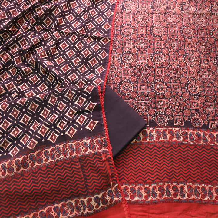 Rurvi Ebony Black Hand Block Printed Cotton Set