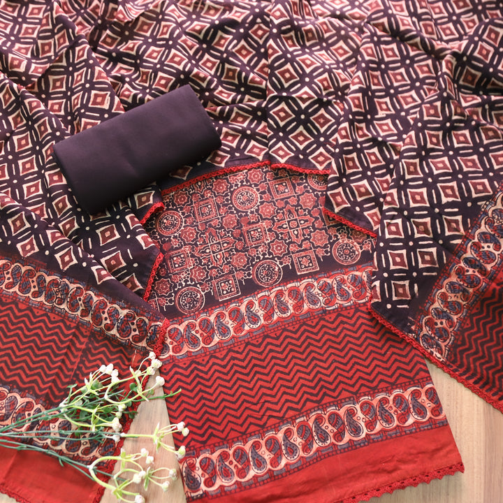Rurvi Ebony Black Hand Block Printed Cotton Set