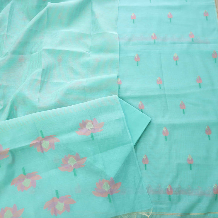 Raina Sea Green Authentic Jamdani Weaved Top and Dupatta Set