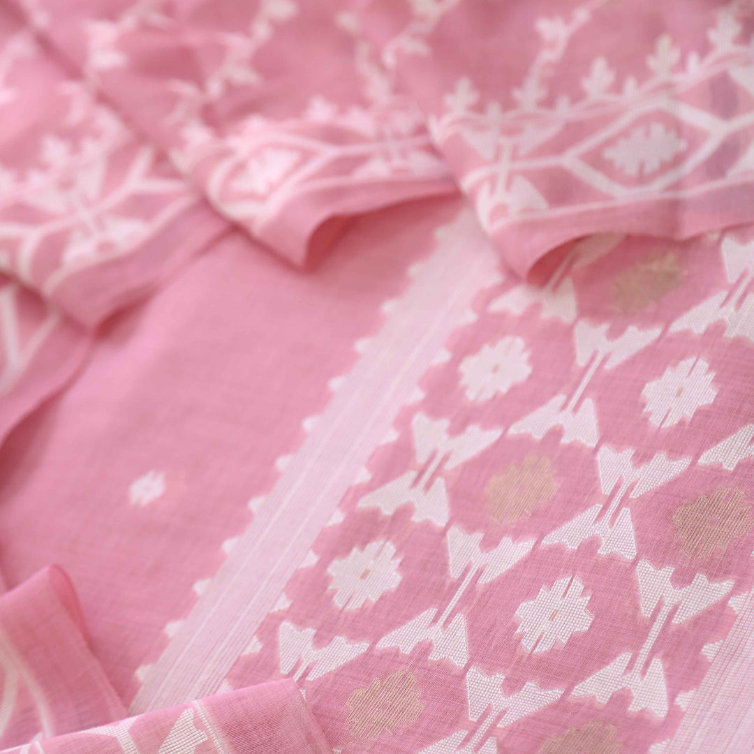 Jannat Blush Pink Authentic Jamdani Top and Jamdani Dupatta