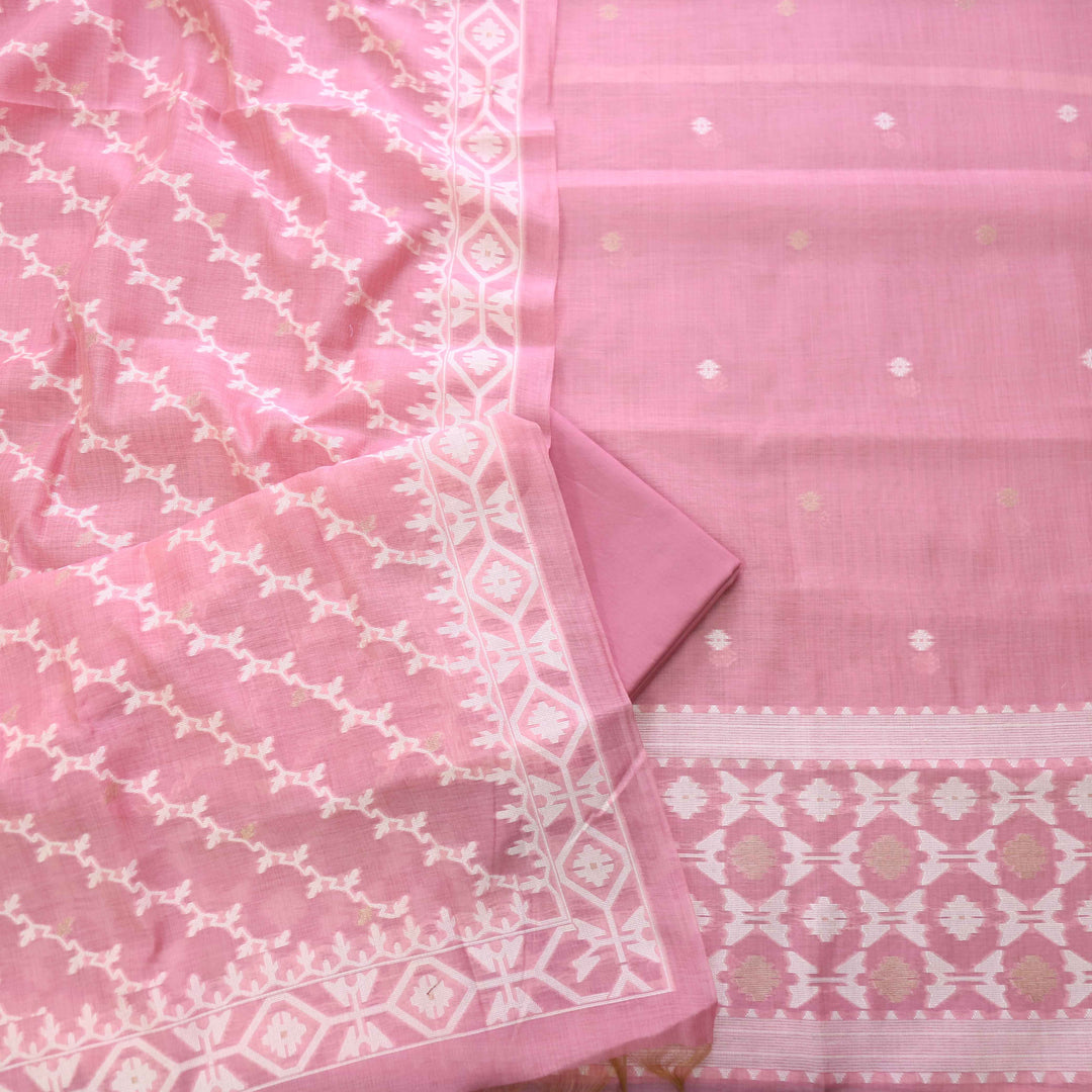 Jannat Blush Pink Authentic Jamdani Top and Jamdani Dupatta