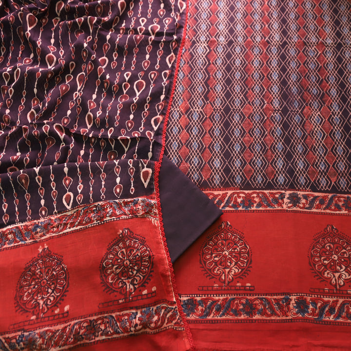 Rurvi Faded Black Hand Block Printed Cotton Set