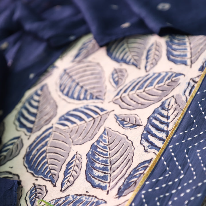 Rurvi Beige with Blue Hand Block Printed Cotton Set