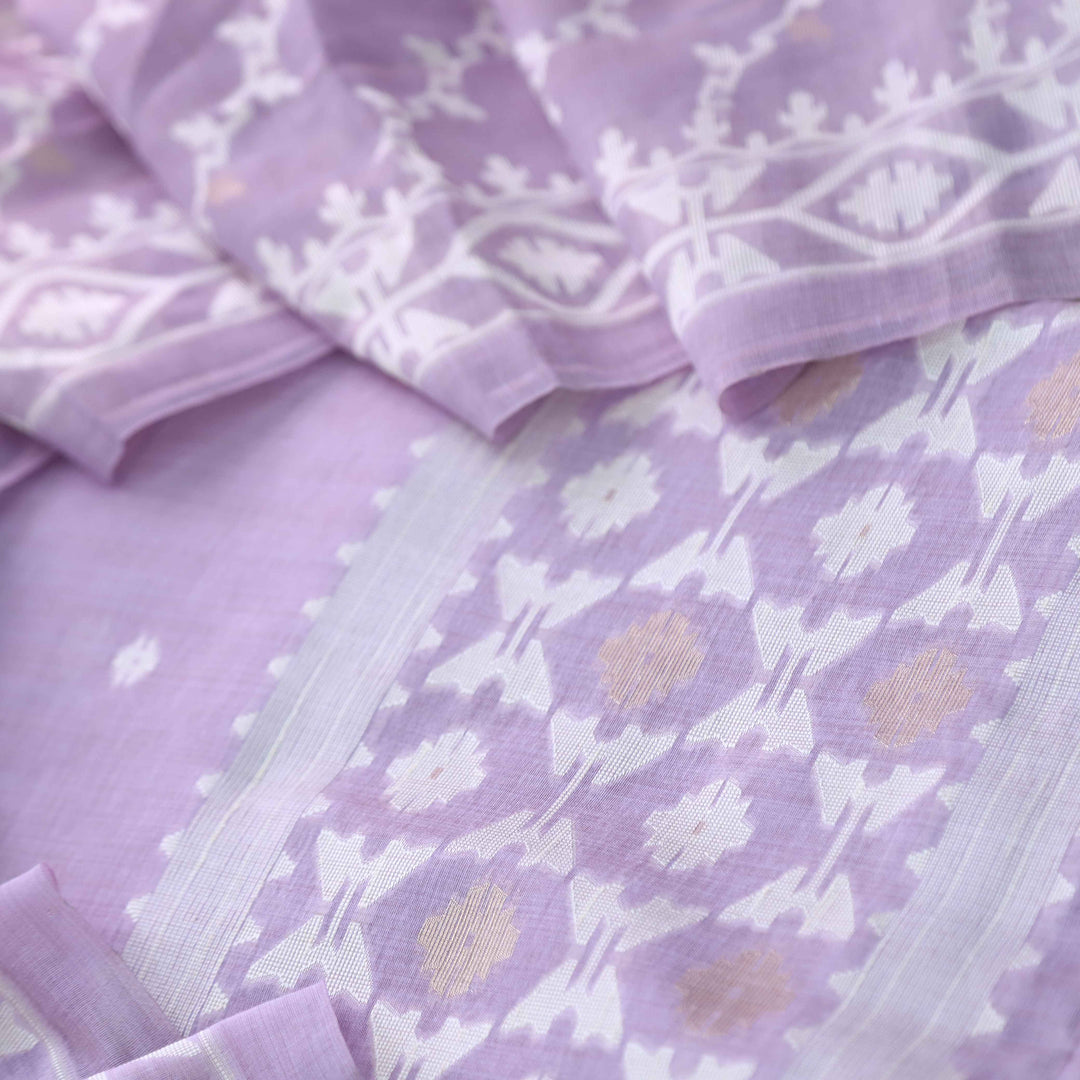 Jannat Lilac Orchid Lavender Authentic Jamdani Top and Jamdani Dupatta