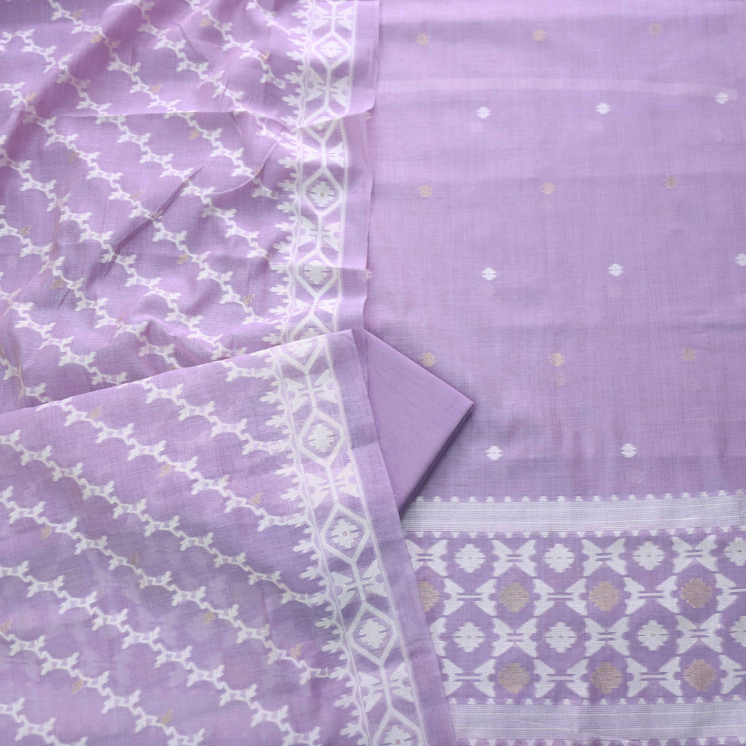 Jannat Lilac Orchid Lavender Authentic Jamdani Top and Jamdani Dupatta