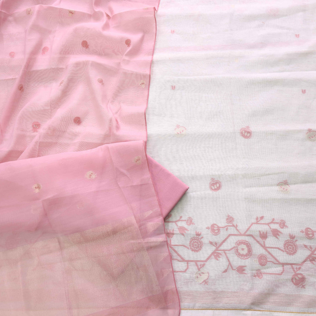 Jannat Beige With Soft Pink Authentic Jamdani Weaved Suit Set