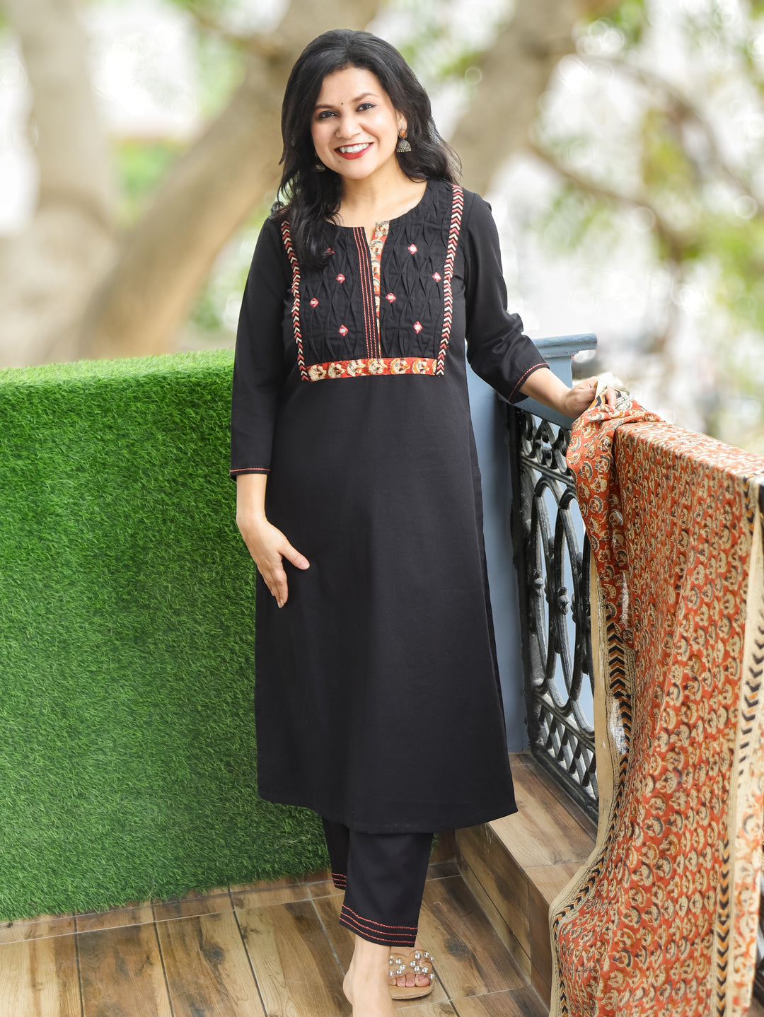 Jessica Black Pintuck Cotton 3 Piece Set