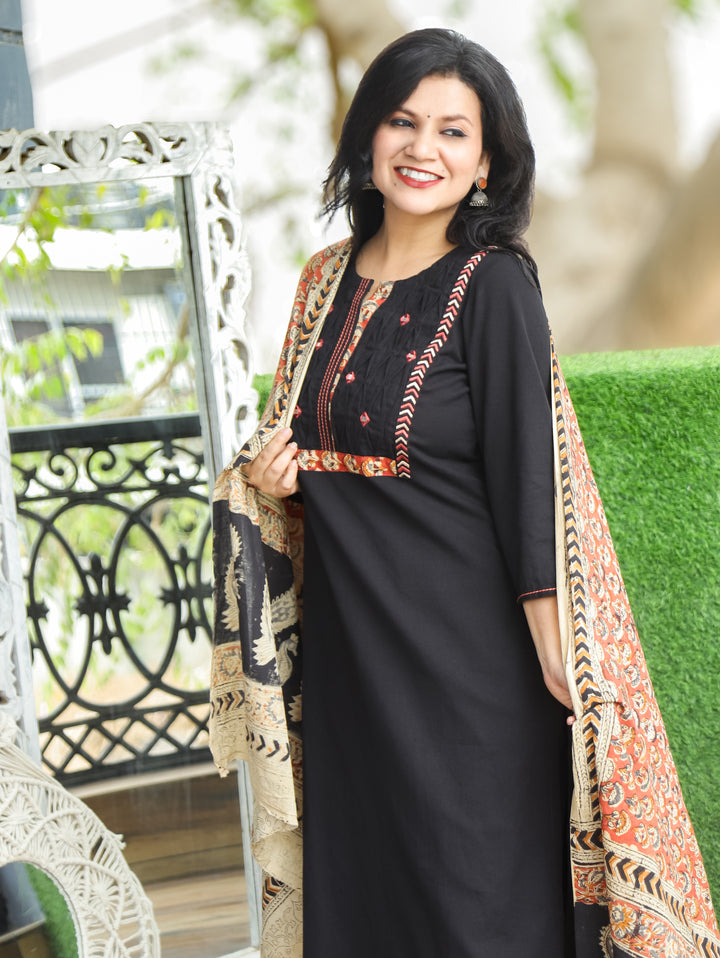 Jessica Black Pintuck Cotton 3 Piece Set