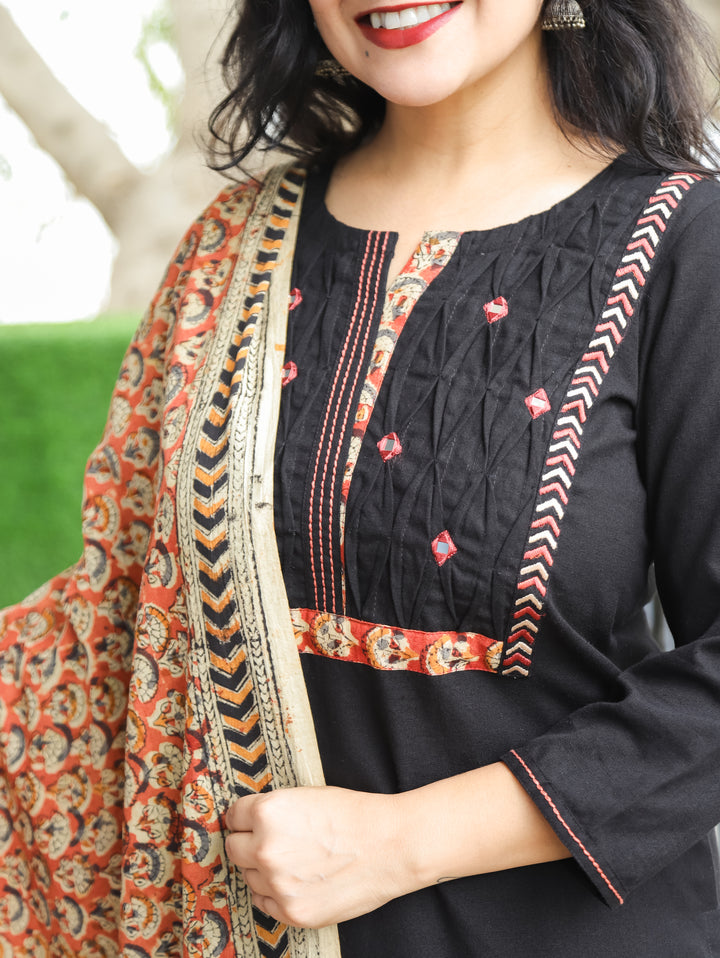 Jessica Black Pintuck Cotton 3 Piece Set