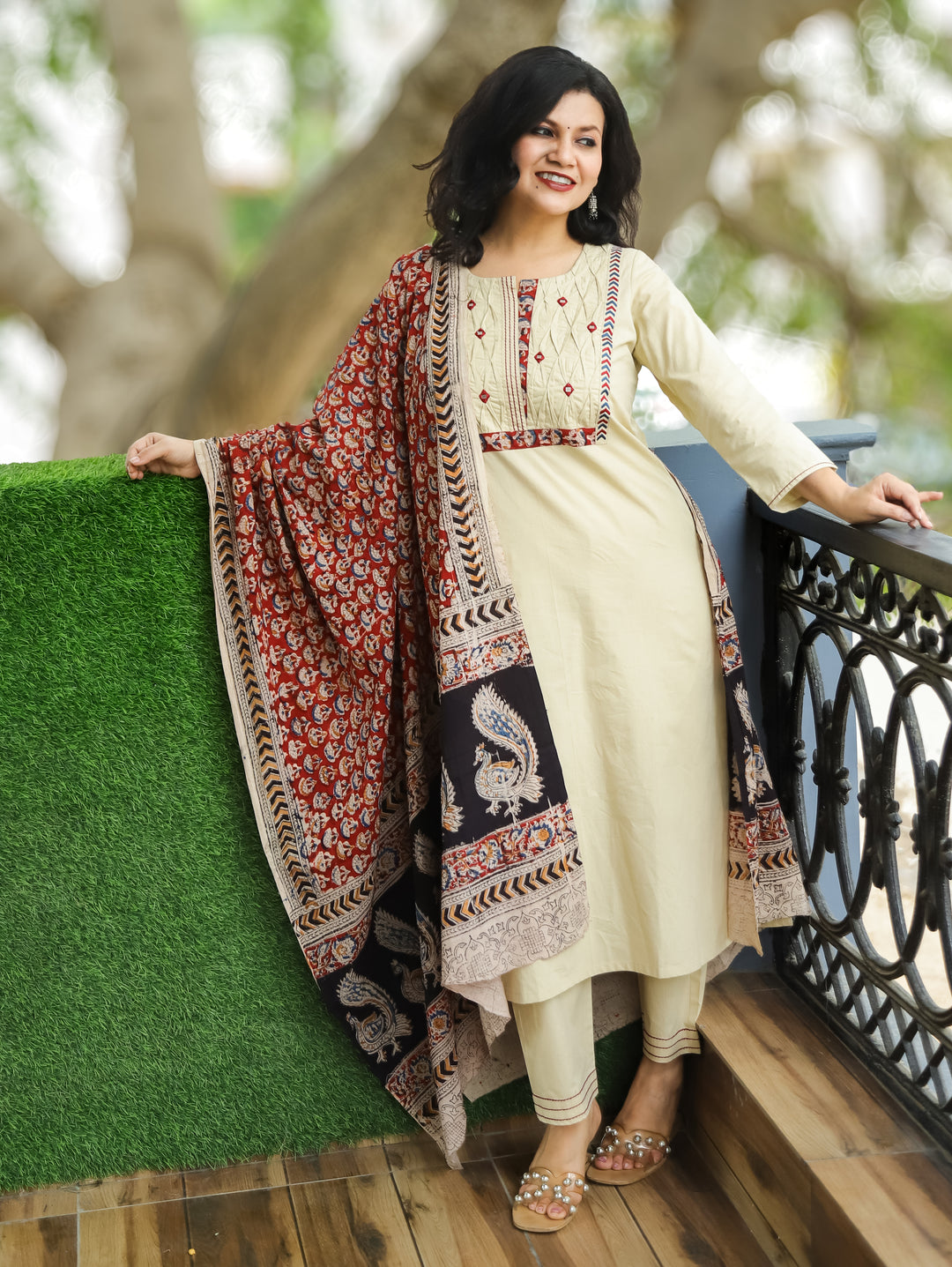 Jessica Cream Beige Pintuck Cotton 3 Piece Set