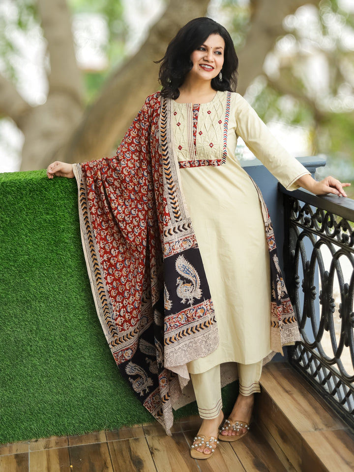 Jessica Cream Beige Pintuck Cotton 3 Piece Set