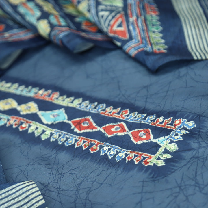 Vaniya Saphite Blue Digital Printed Cotton Silk Suit Set