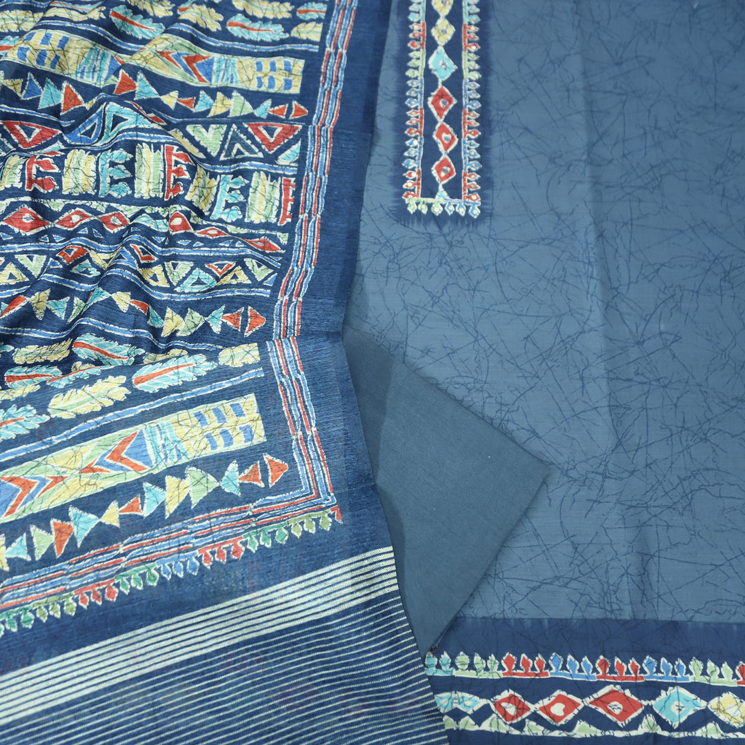 Vaniya Saphite Blue Digital Printed Cotton Silk Suit Set