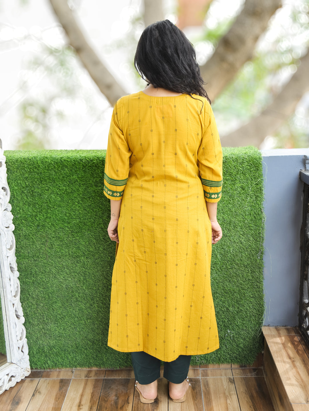 Kashvi Dijon Yellow Woven South Cotton Kurti