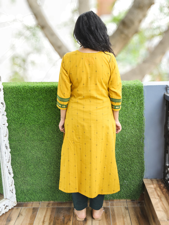 Kashvi Dijon Yellow Woven South Cotton Kurti
