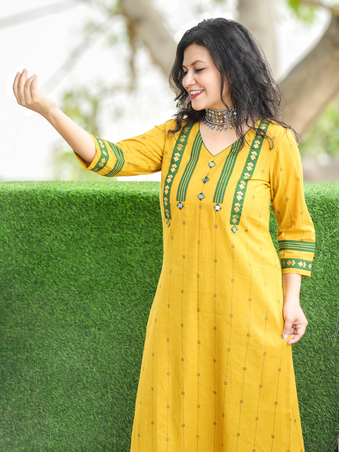 Kashvi Dijon Yellow Woven South Cotton Kurti