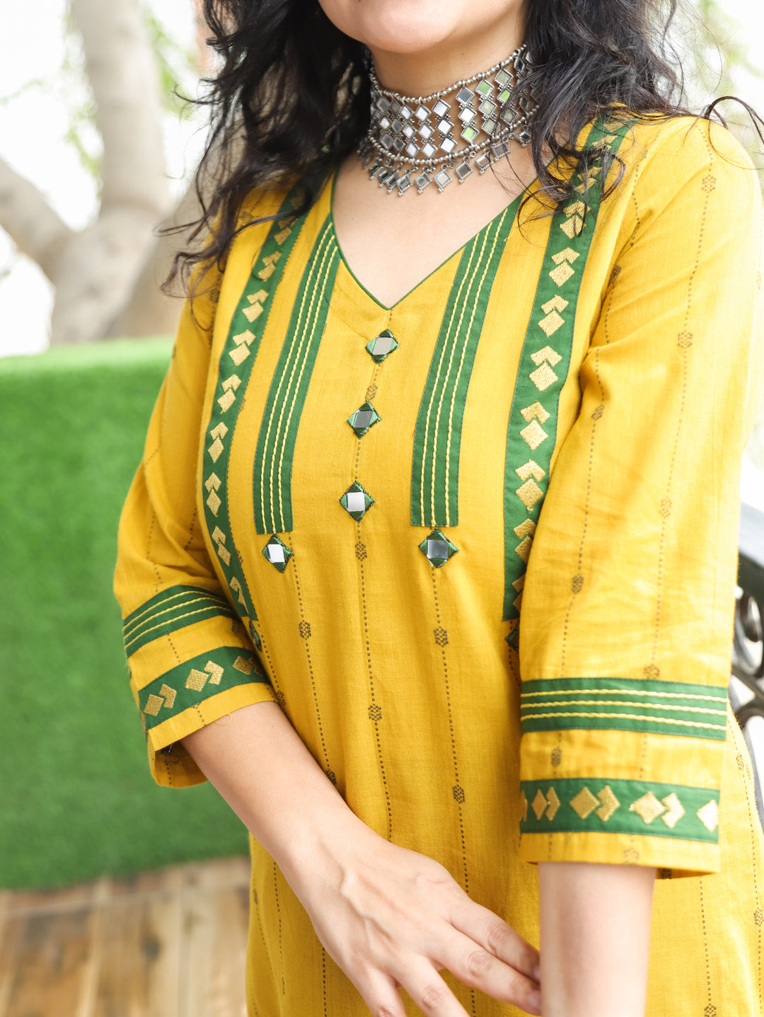 Kashvi Dijon Yellow Woven South Cotton Kurti
