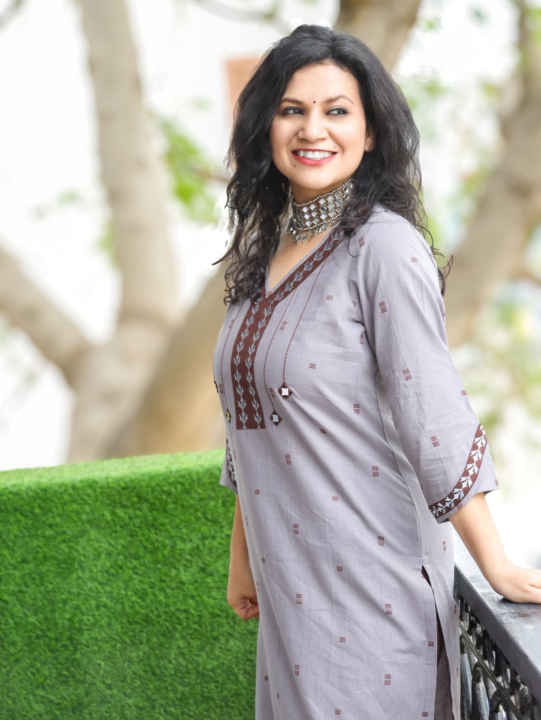 Kashvi Slate Grey  Woven South Cotton Kurti